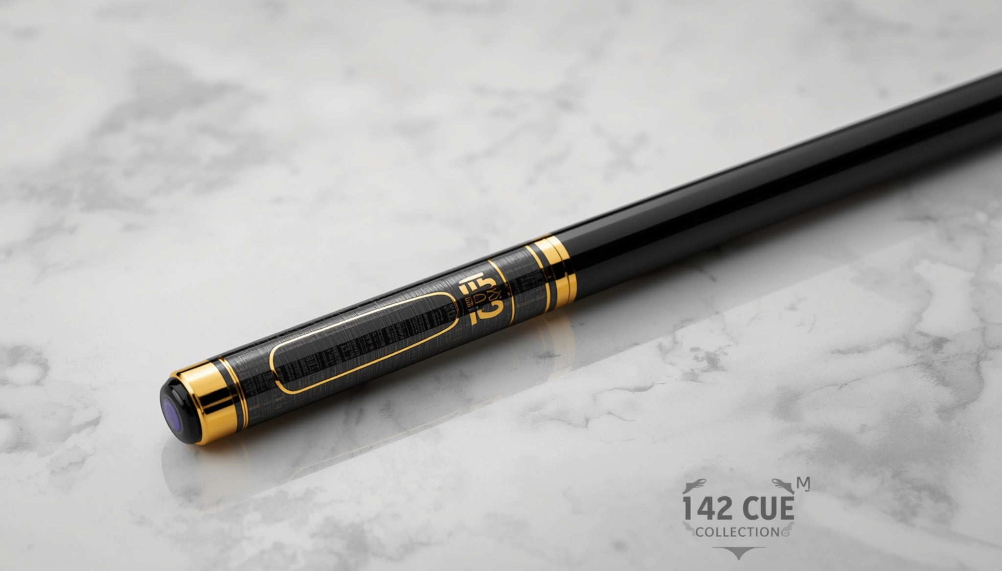 142 Collection’s 10K Black Gold Pool Cue black marble image