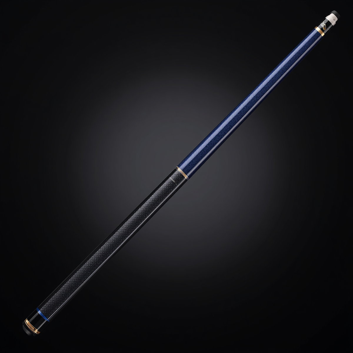 142 Collection’s 10K Deep Blue Pool Cue alternate studio angle