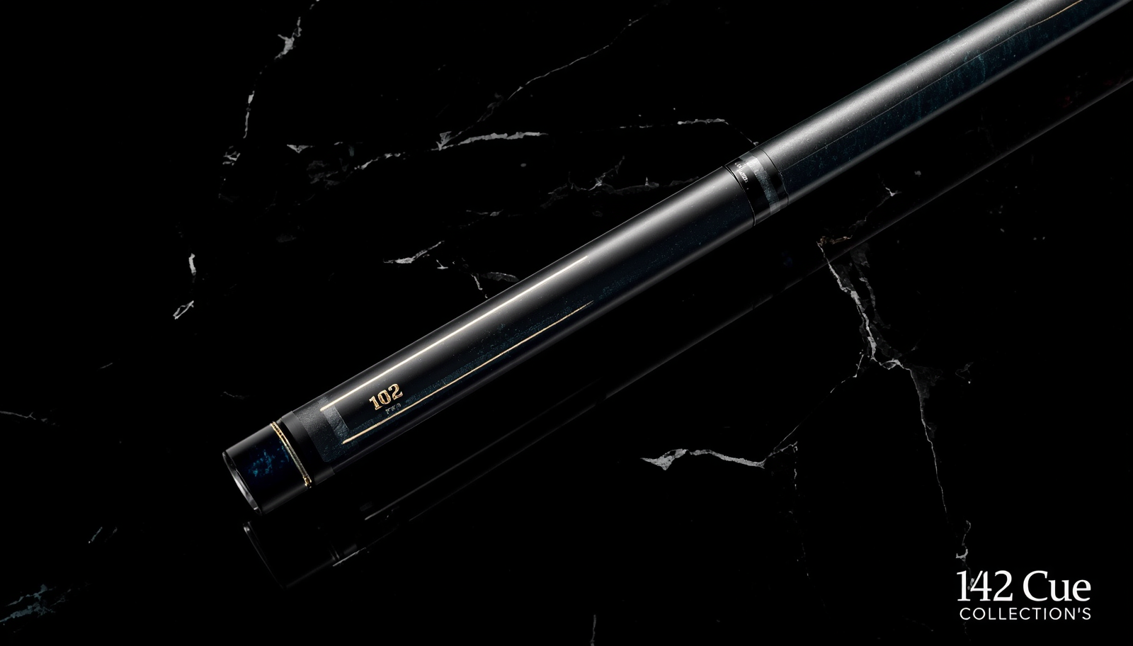 142 Collection’s 10K Pro Pool Cue butt detail luxury gold accents